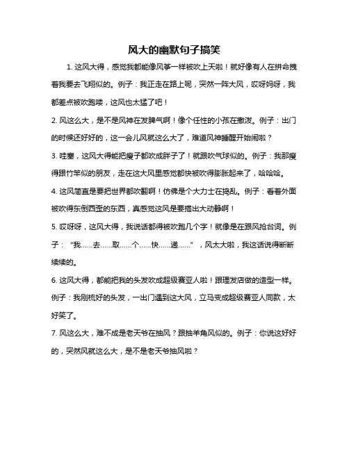 风大的幽默句子搞笑