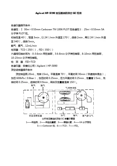 Agilent HP-5890变压器油的顶空GC检测