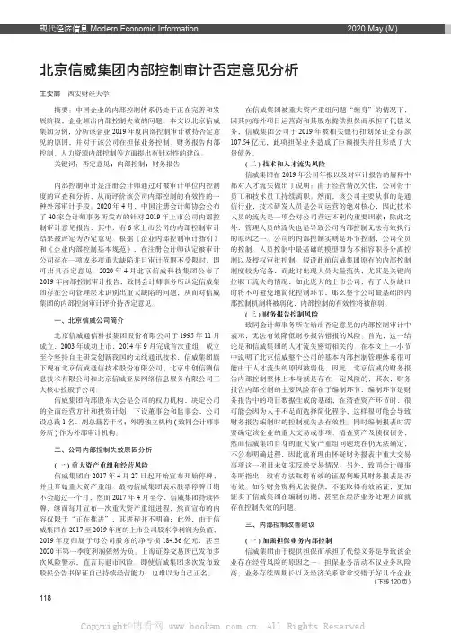 北京信威集团内部控制审计否定意见分析