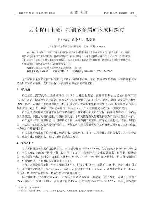 云南保山市金厂河铜多金属矿床成因探讨