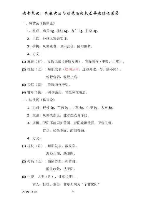 从麻黄汤与桂枝汤病机差异读随证用药