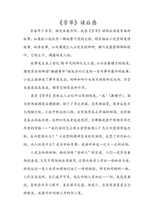 《芳华》读后感