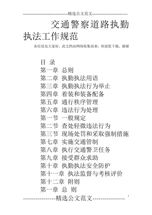交通警察道路执勤执法工作规范