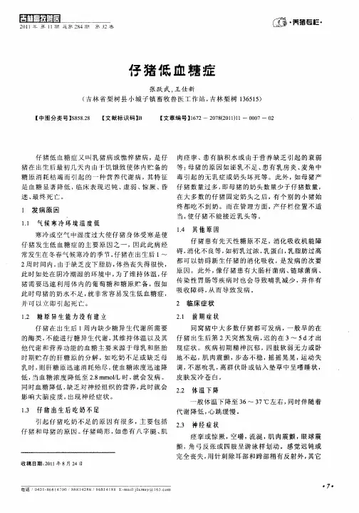 仔猪低血糖症