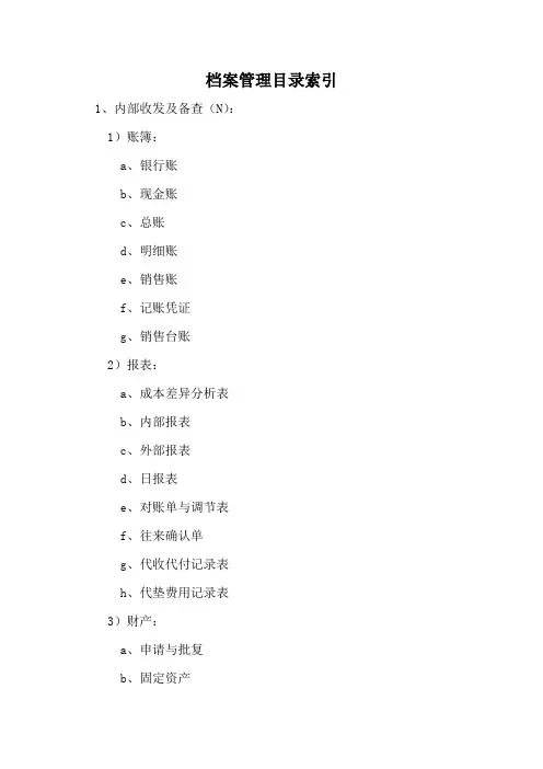 档案管理目录索引
