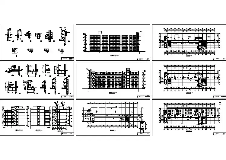框架结构中学实验楼建筑设计CAD图纸