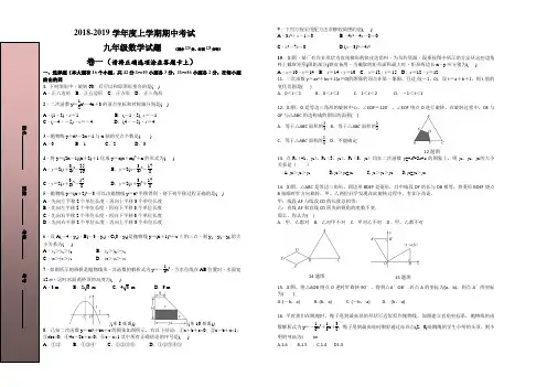 2018-2019学年度上学期期中九年级数学试卷及答案