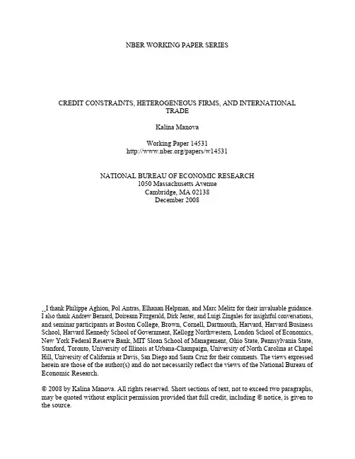 Credit Constraints, Heterogeneous Firms, and International Trade