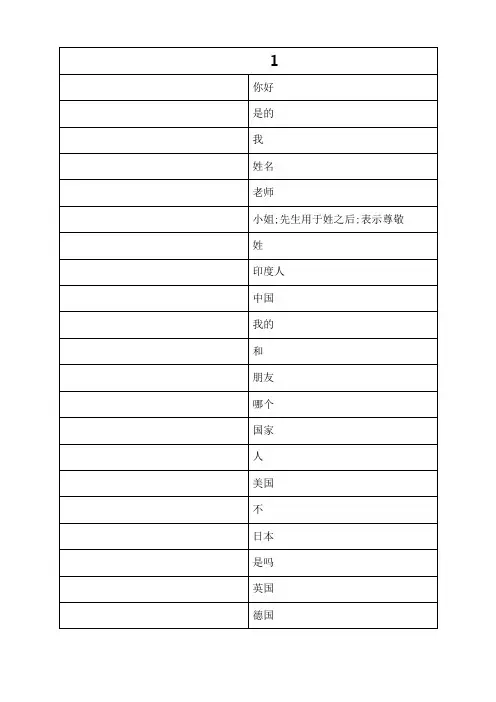 新版延世韩国语第一册单词表
