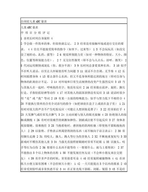 自闭症儿童评定量表-ABC量表