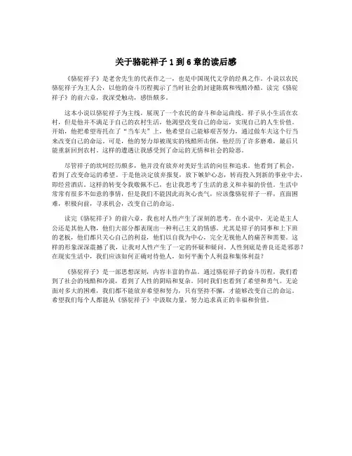 关于骆驼祥子1到6章的读后感