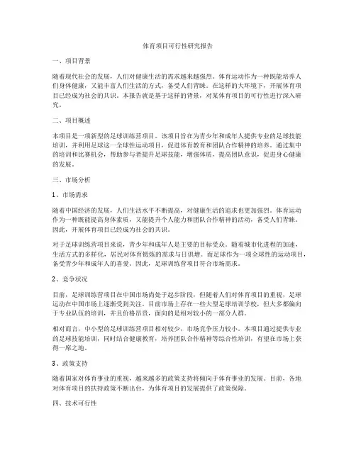 体育项目可行性研究报告