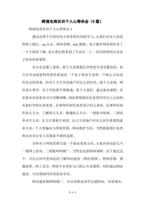 跨境电商实训个人心得体会(6篇)