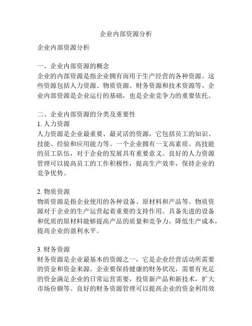 企业内部资源分析