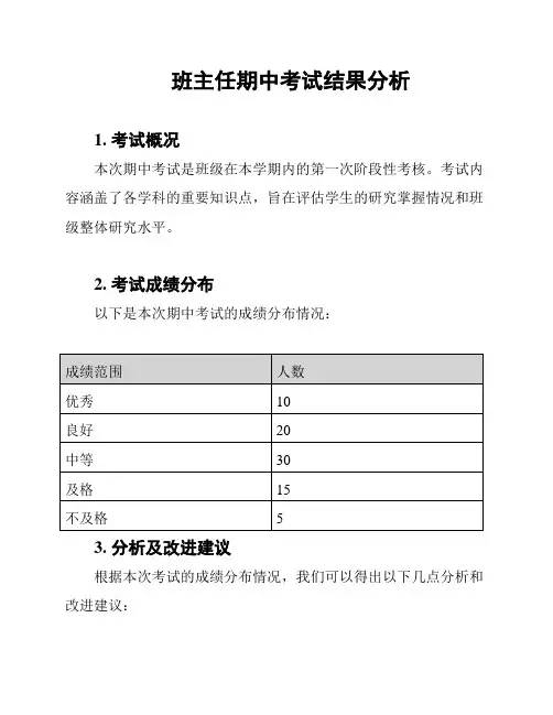 班主任期中考试结果分析