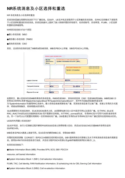 NR系统消息及小区选择和重选