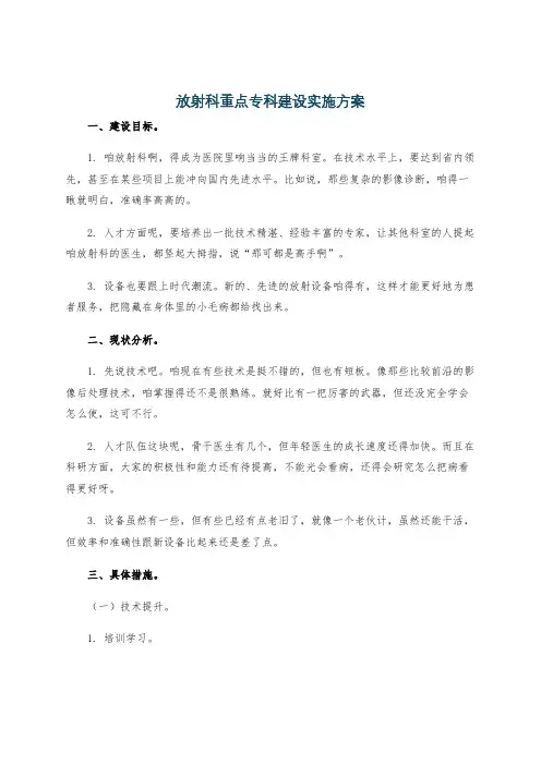 放射科重点专科建设实施方案