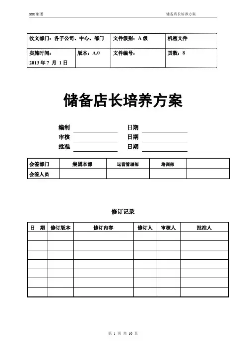储备店长培养方案