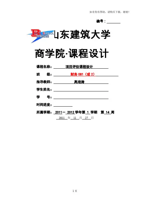 项目评估课程设计