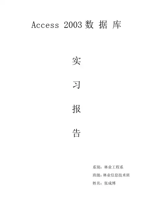 Access 数 据 库实习报告