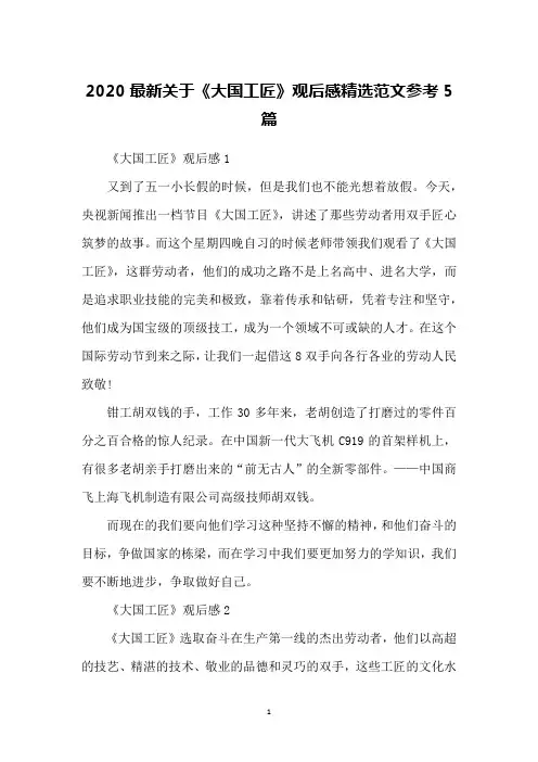 2020关于《大国工匠》观后感精选范文参考5篇