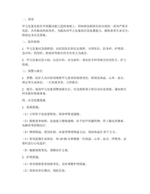 甲亢危象的应急预案