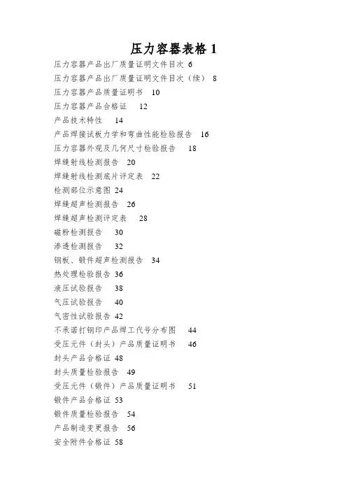 压力容器表格1
