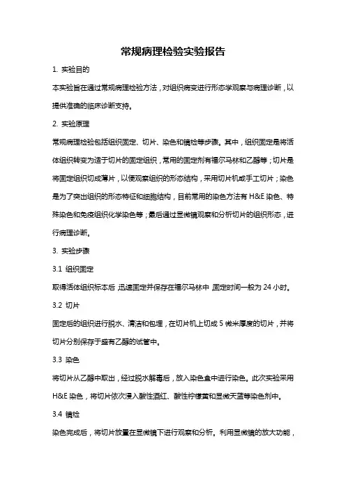 常规病理检验实验报告