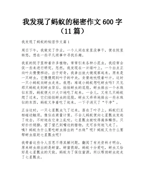 我发现了蚂蚁的秘密作文600字(11篇)