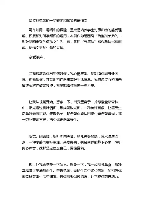 给监狱弟弟的一封鼓励和希望的信作文