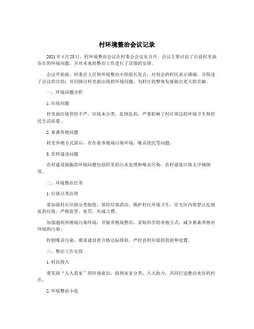 村环境整治会议记录