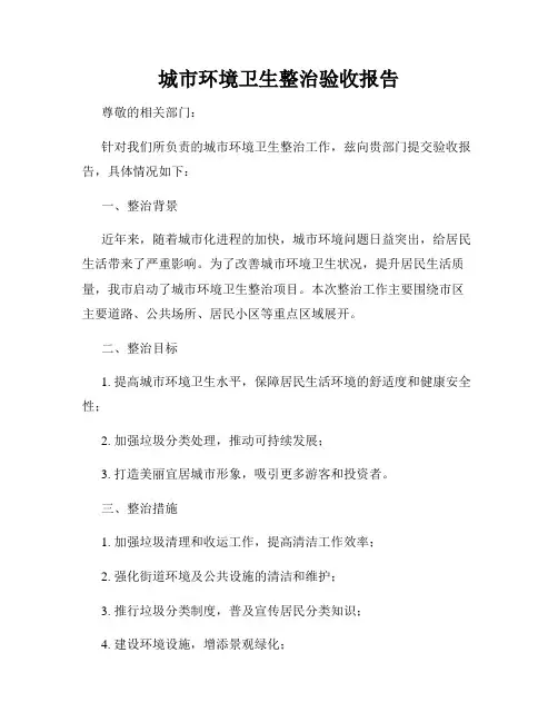 城市环境卫生整治验收报告