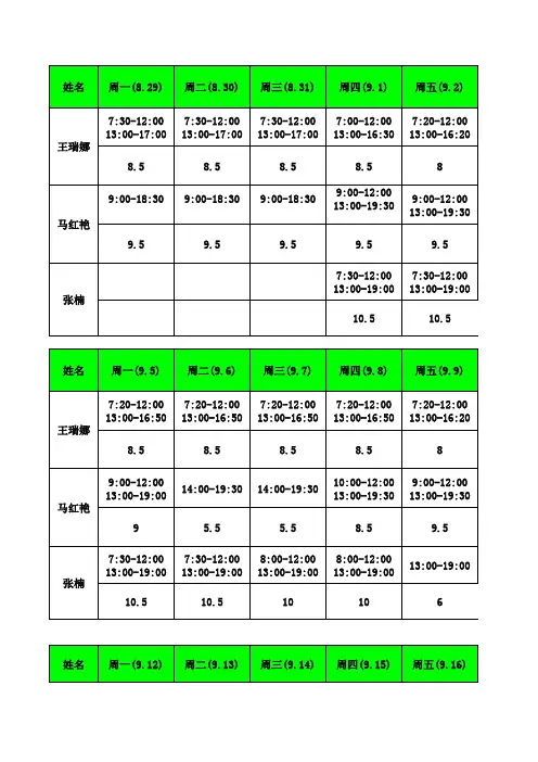 排班表模板