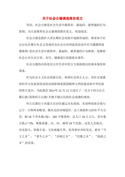 2019年关于社会公德调查报告范文
