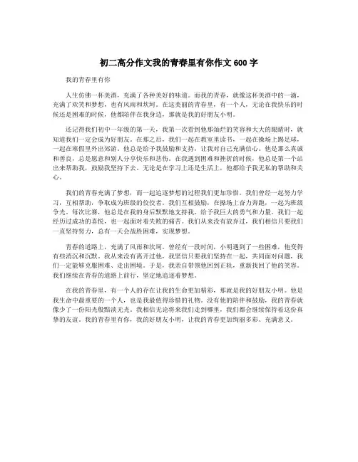 初二高分作文我的青春里有你作文600字