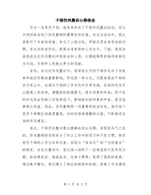 干部作风整训心得体会