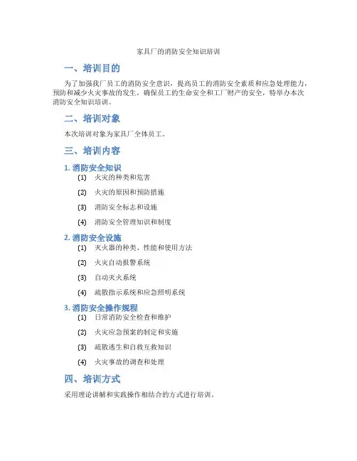 家具厂的消防安全知识培训