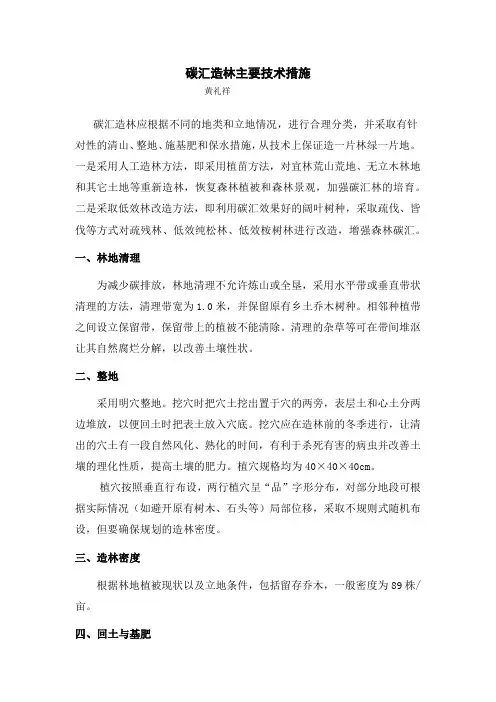 碳汇造林主要技术措施