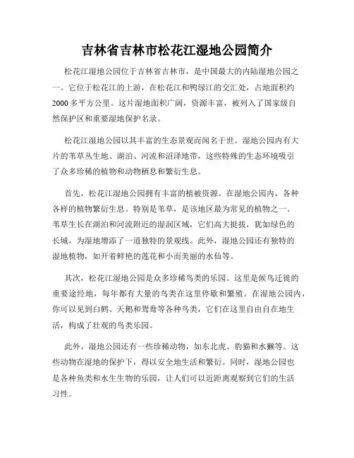 吉林省吉林市松花江湿地公园简介