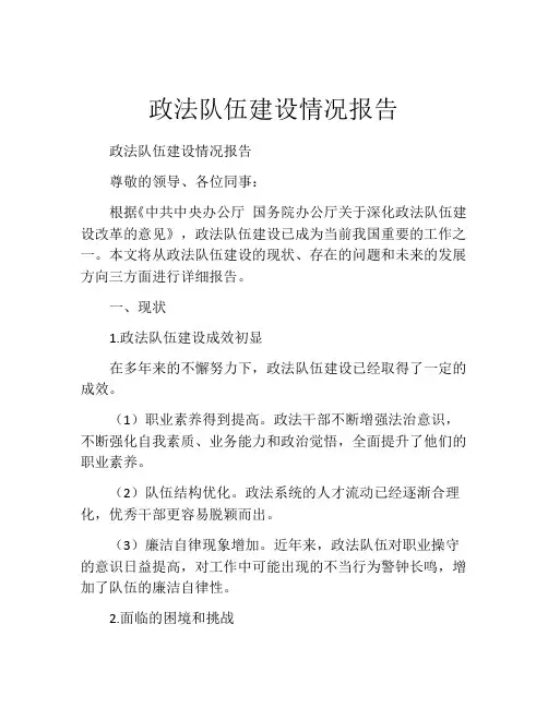 政法队伍建设情况报告