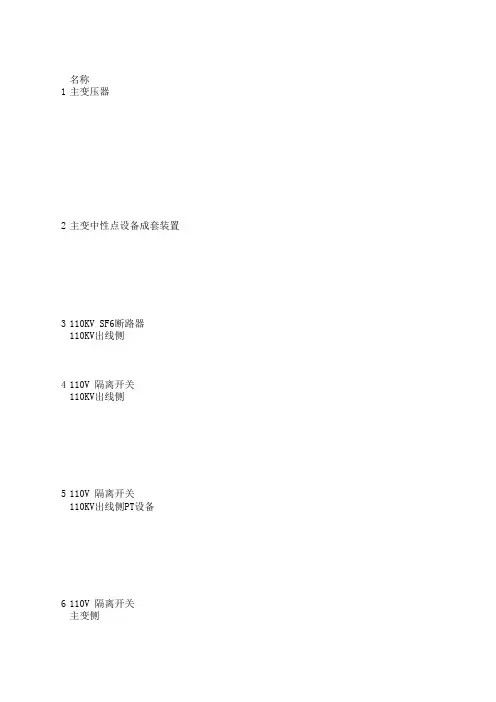 110升压站一次资料配置清单