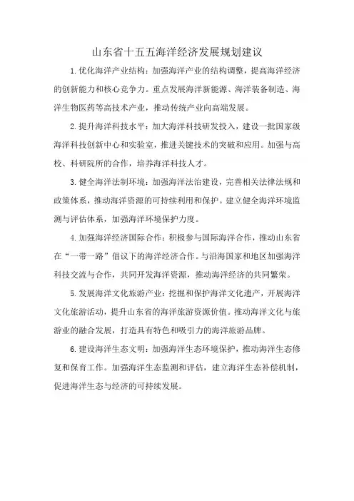 山东省十五五海洋经济发展规划建议