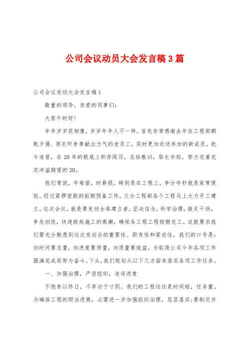 公司会议动员大会发言稿3篇