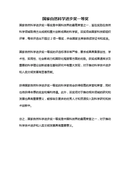 国家自然科学进步奖一等奖