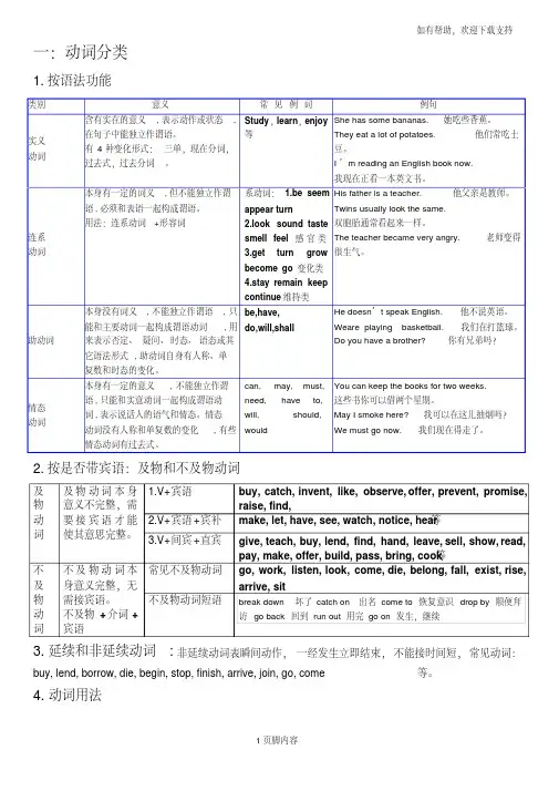 动词的各种分类及用法