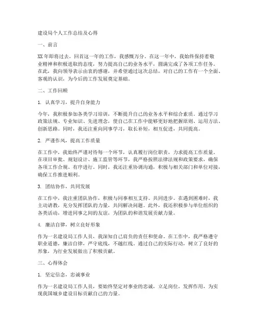 建设局个人工作总结及心得