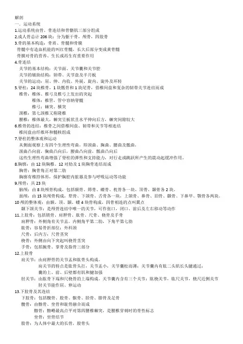 解剖学运动系统重点整理