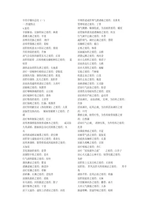 中药学之最及中药要药总结