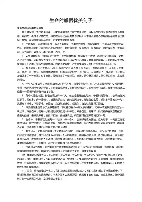 生命的感悟优美句子集锦