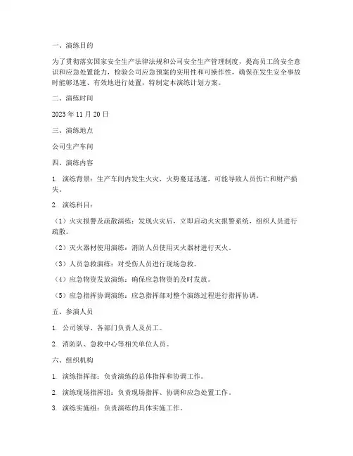 安全生产应急演练计划方案